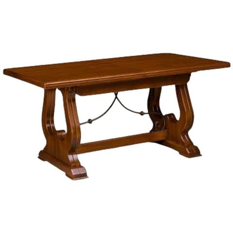 Tavolo Fratino Con Ferro Allungabile In Legno Arte Povera Noce Scuro 180x100 - Foto 1