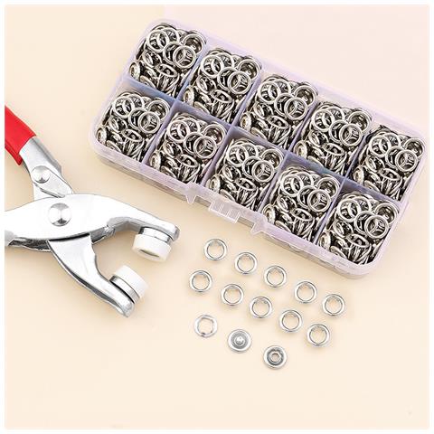 20 Set Di Bottoni Automatici Con Pinze Di Fissaggio Per Cucito E Artigianato 9,5 Mm Silver - Foto 2
