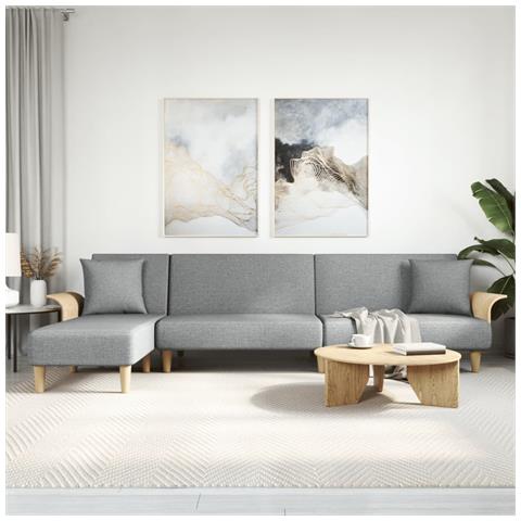 Divano Letto A L Grigio Chiaro 279x140x70 Cm In Tessuto - Foto 8