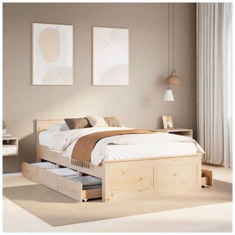 Giroletto Senza Materasso Con Testata 135x190 Cm Massello Pino - Foto 1