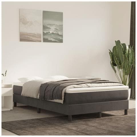 Materasso A Molle Grigio Scuro 120x220x20 Cm In Velluto - Foto 1