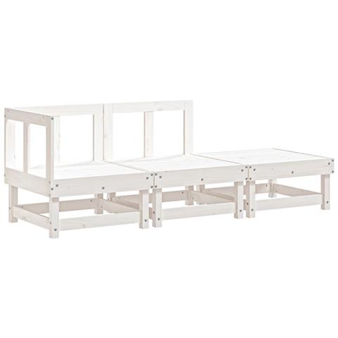 Set Salotto Da Giardino 3 Pz Bianco In Legno Massello Di Pino - Foto 2