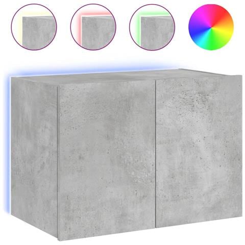 Mobile TV a Parete con Luci LED Grigio Cemento 60x35x41 cm - Foto 1