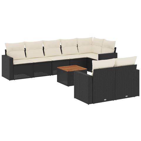 Set Divani Da Giardino 9 Pz Con Cuscini Nero In Polyrattan - Foto 2