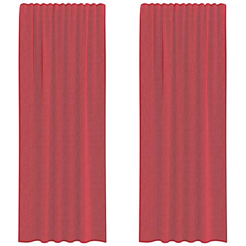 Tende In Voile Con Tasche Per Aste 2 Pz Rosso Vino - Foto 1