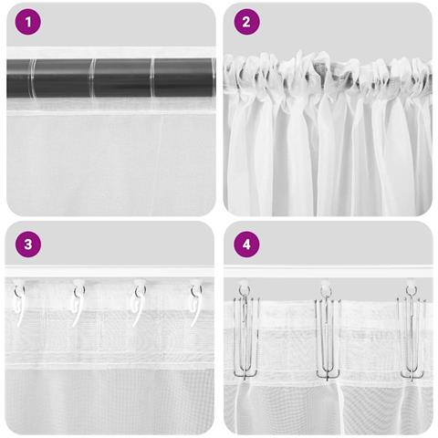 Tende In Voile Con Tasche Per Aste 2 Pz Rosso Vino - Foto 9
