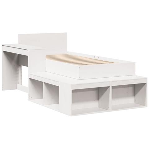 Letto Senza Materasso Bianco 75x190 In Legno Massello Di Pino - Foto 3
