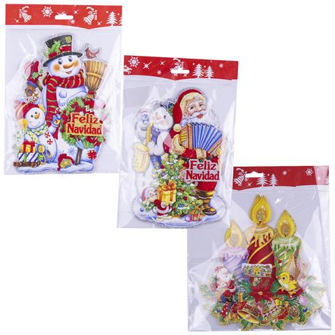 Pack Di 3 Unità Decorazione Natalizia Con Effetto 3d, Glitter E Feltro Morbido. - Foto 1