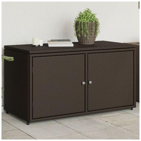 Armadietto Portaoggetti Giardino Marrone 110x55x60,5 Polyrattan - Foto 8