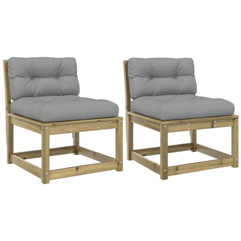 Lusso Casadino -  Divani Giardino Con Cuscini 2 Pz In Legno Impregnato Di Pino - Foto 1