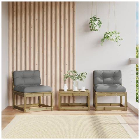 Lusso Casadino -  Divani Giardino Con Cuscini 2 Pz In Legno Impregnato Di Pino - Foto 8