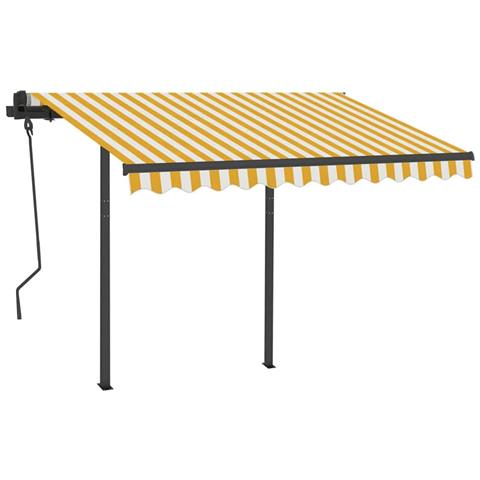 Tenda Da Sole Retrattile Manuale Con Led 3,5x2,5m Gialla Bianca - Foto 2