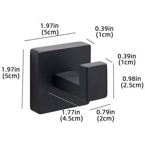 Set Da 4 Ganci Quadrati Da Parete, Ganci Appendiabiti Neri In Acciaio Inox Resistente - Foto 4