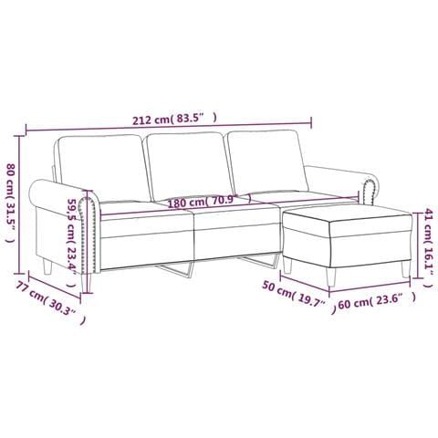 Divano a 3 Posti con Poggiapiedi Verde scuro 180 cm in Velluto - Foto 7