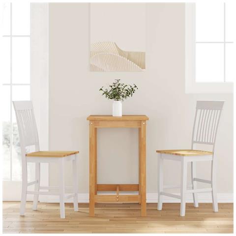 Sgabelli da Bar 2 pz Bianchi in Legno Massello di Hevea - Foto 2