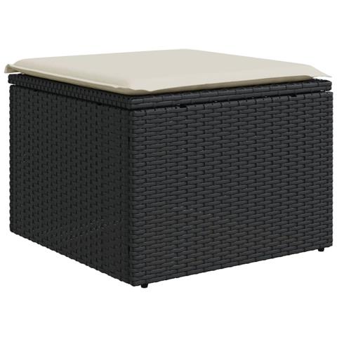 Sgabello Giardino con Cuscino Nero 55x55x37 cm in Polyrattan - Foto 1