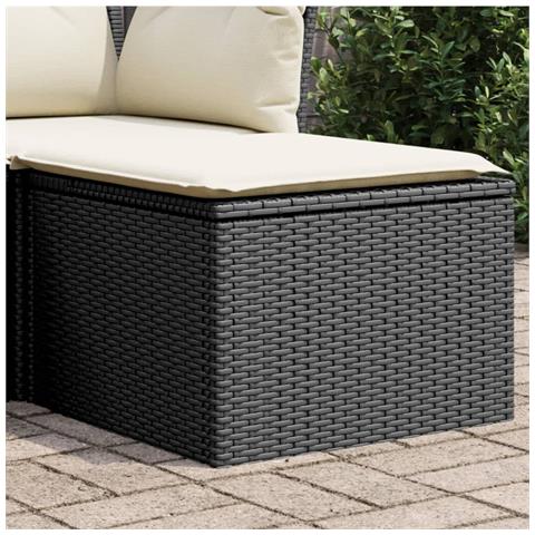 Sgabello Giardino con Cuscino Nero 55x55x37 cm in Polyrattan - Foto 2
