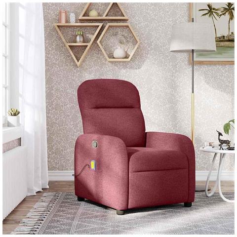 Poltrona Massaggiante Reclinabile Rosso Vino in Tessuto - Foto 2