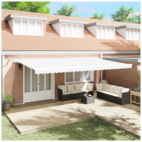 Tenda Retrattile Automatica con LED Bianca 600x300 cm, Tessuto di Ricambio per Tenda  6x3 m Bianca - Foto 2