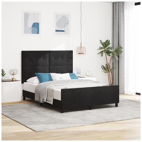 Letto Nero 140x190 cm in Velluto - Foto 2
