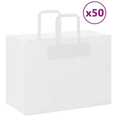 Sacchetti di Carta 50 pz con Manici Bianchi 32x17x25 cm - Foto 1