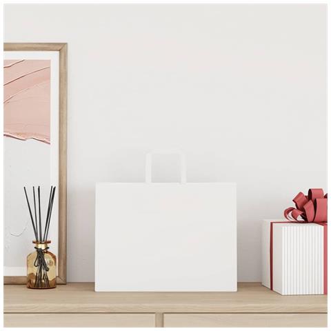 Sacchetti di Carta 50 pz con Manici Bianchi 32x17x25 cm - Foto 2