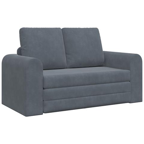Divano Letto Aperto 2 in 1 Grigio Scuro 148x71x83 cm Velluto - Foto 1