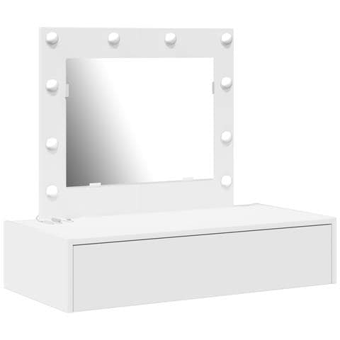 Tavolo da Toeletta Appeso al Muro con Luci LED - Bianco - Foto 1