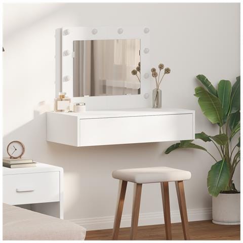 Tavolo da Toeletta Appeso al Muro con Luci LED - Bianco - Foto 2