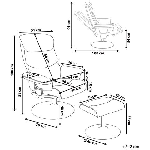 Poltrona Massaggiante Legend Con Poggiapiedi Pelle Sintetica Nero - Foto 2