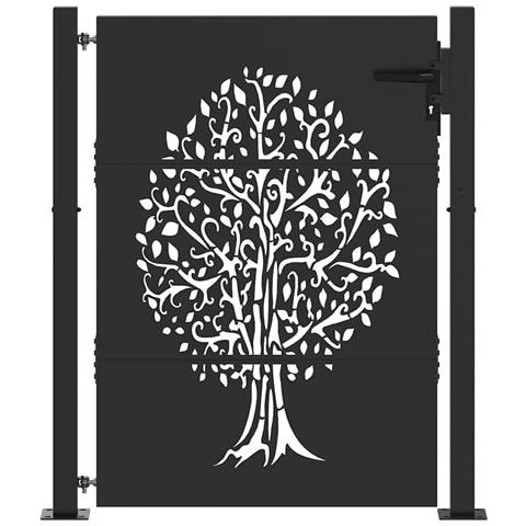 Cancello da giardino con blocco Nero 105 x 150 cm - Foto 1