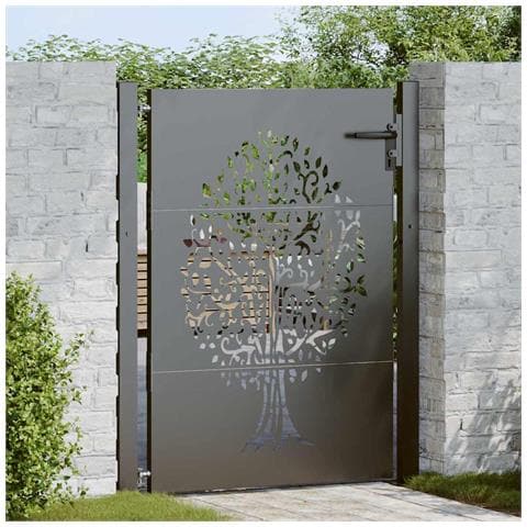 Cancello da giardino con blocco Nero 105 x 150 cm - Foto 2