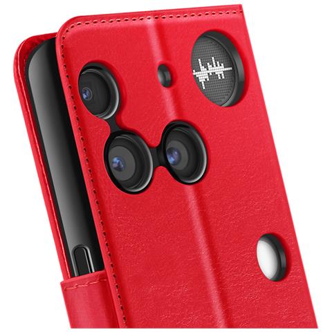 Custodia A Portafoglio Per Nothing Phone 3 Con Cinturino Da Polso E Funzione Di Supporto, Rosso - Foto 5