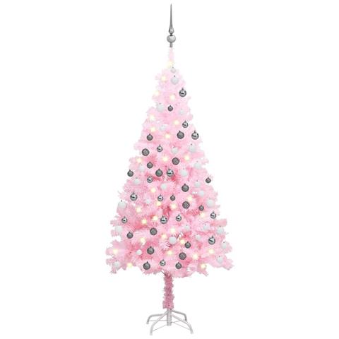 Albero Di Natale Preilluminato Con Palline Rosa 150 Cm Pvc - Foto 2