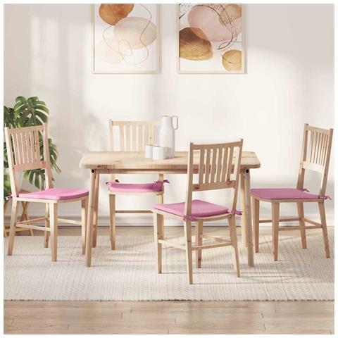 Cuscini per Seduta 4 pcs Rosa 40 x 40 x 3 cm Tessuto - Foto 2