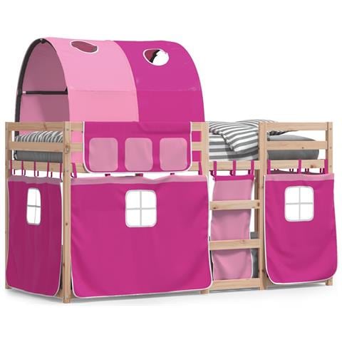 Letto a Castello senza Materasso Rosa 90x190 cm Legno di Pino - Foto 1