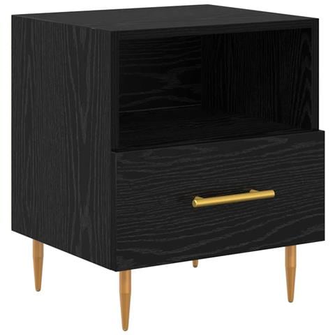 Comodino con cassetto Nero 40 x 35 x 47,5 cm Legno multistrato - Foto 1