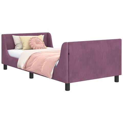 Struttura letto bambini con testata Viola 90 x 190 cm Velluto - Foto 1