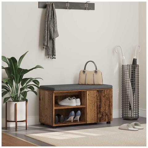 Panca per ingresso con cuscino Legno vecchio 80 x 38 x 46 cm - Foto 2