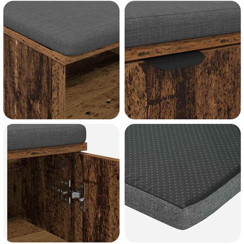 Panca per ingresso con cuscino Legno vecchio 80 x 38 x 46 cm - Foto 9