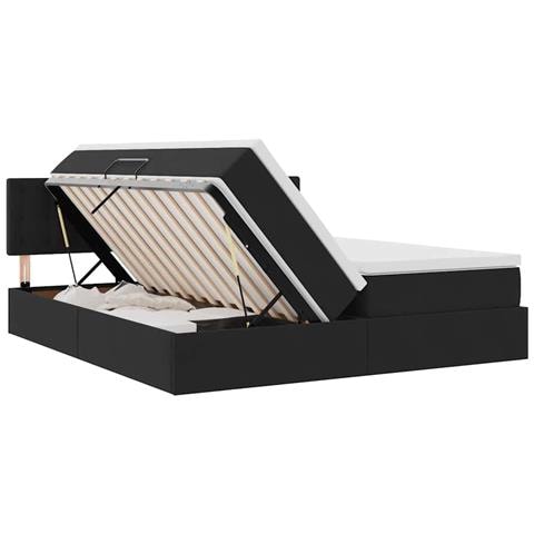 Letto con luci a strisce a LED Nero 200 x 200 cm Velluto - Foto 9