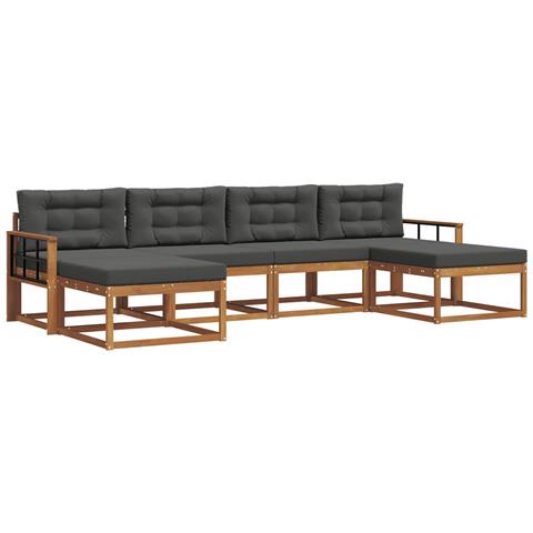 Set di divani da esterno con cuscino 6 pcs Naturale e Antracite - Foto 1