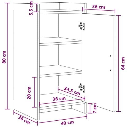 Credenza Bianco 40 x 36 x 80 cm Legno ingegnerizzato - Foto 9