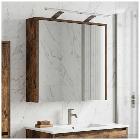 Mobiletto per specchio da bagno Rovere fumé 63,5 x 16 x 62,5 cm - Foto 2