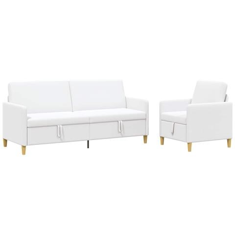 Set di Divani con Storage 2 pcs Bianco Poliestere - Foto 1