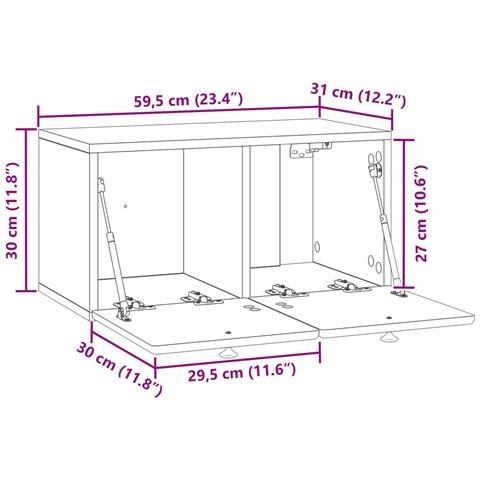 Mobile Porta TV da Muro 59,5 x 31 x 30 cm Bianco Lucido - Foto 9