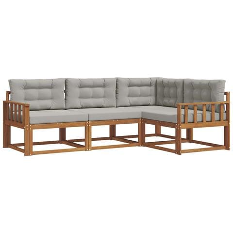 Set di divani da esterno 4 pcs Grigio Naturale e Chiaro - Foto 1