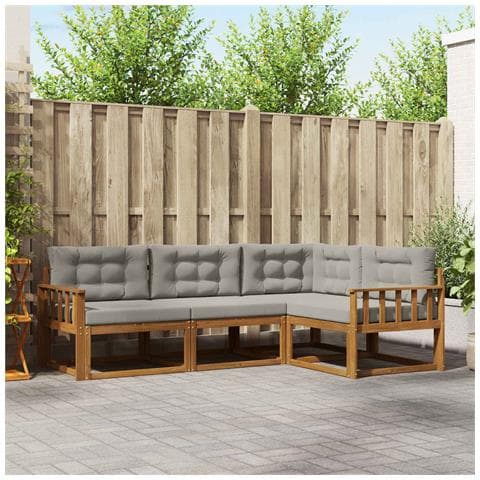 Set di divani da esterno 4 pcs Grigio Naturale e Chiaro - Foto 2