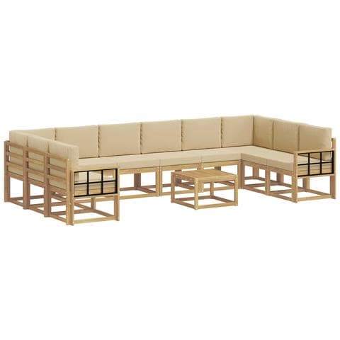 Set di divani da esterno con cuscino 11 pcs Bianco e Beige - Foto 1