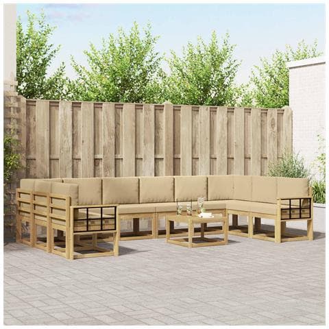 Set di divani da esterno con cuscino 11 pcs Bianco e Beige - Foto 2